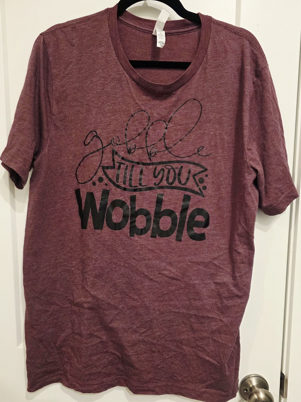 Bella Canvas Custom  Maroon Short Sleeve Graphic Tee with Black Print